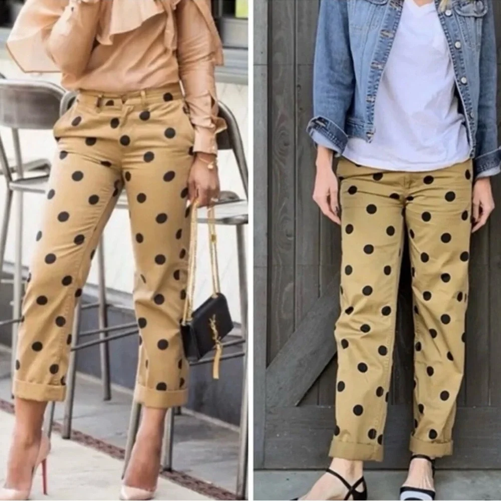 J.Crew Size 6 Chino Polka Dot Tan Khaki Pants - Picture 1 of 10
